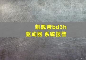 凯恩帝bd3h驱动器 系统报警